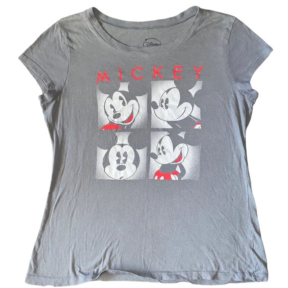 Disney Mickey Mouse 4 Faces Womens 2XL Gray Shirt - Picture 1 of 4